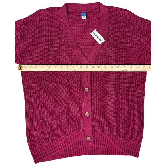 Old Navy Girls Sweater Cardigan Noble‎ Garnet Cocoon Balloon Sleeves XL (12) New - Picture 6 of 8